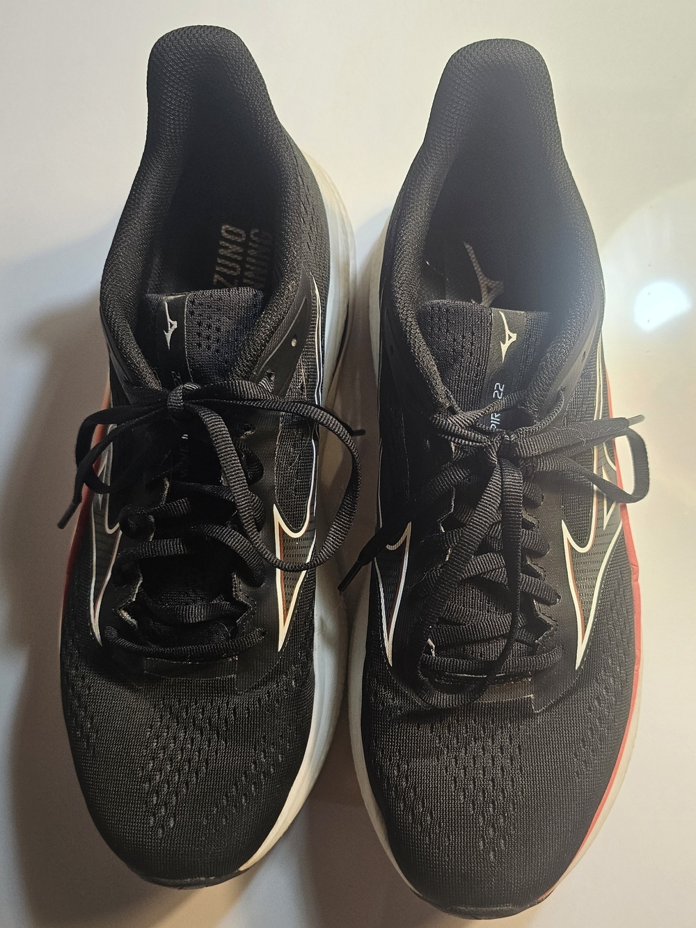 Mizuno Men’s Black Athletic Shoes with White & Red Accents